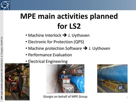 MPE main activities planned for LS2