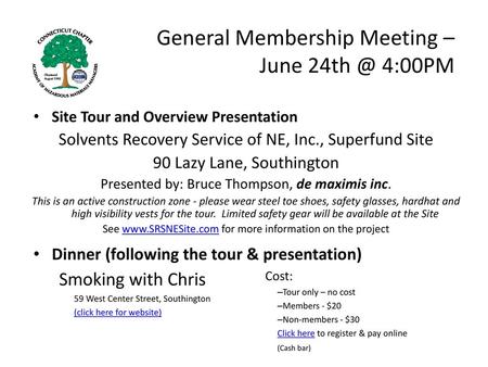 General Membership Meeting – June 4:00PM