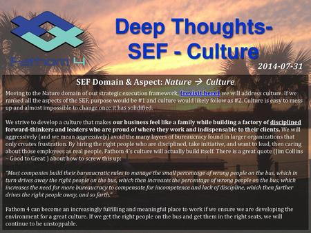 SEF Domain & Aspect: Nature  Culture