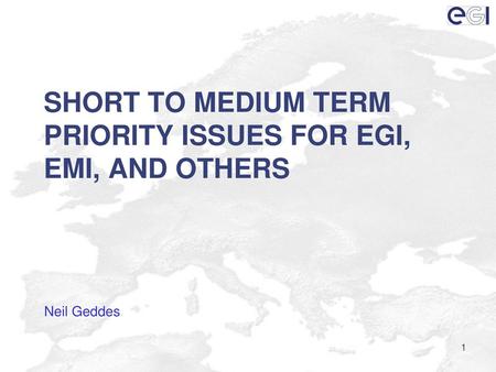 Short to Medium Term Priority issues for EGI, EMI, anD others