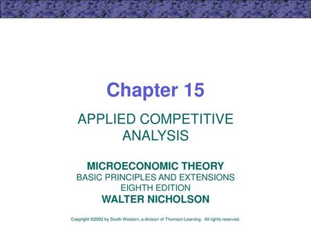 APPLIED COMPETITIVE ANALYSIS