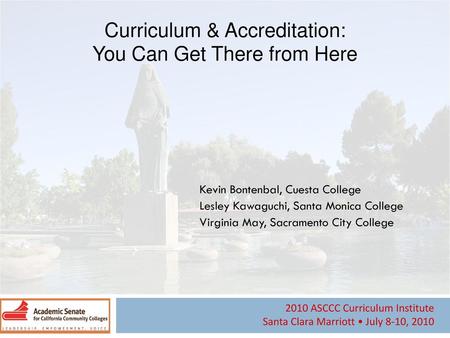 Curriculum & Accreditation: You Can Get There from Here