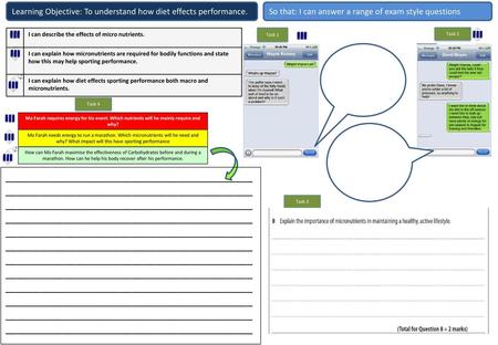 Learning Objective: To understand how diet effects performance.