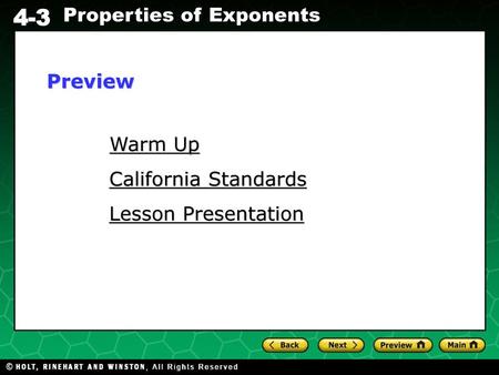 Preview Warm Up California Standards Lesson Presentation.