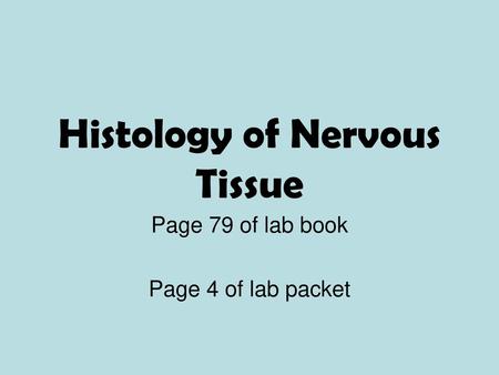 Histology of Nervous Tissue