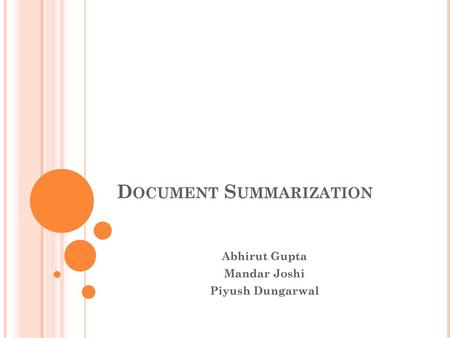 Document Summarization