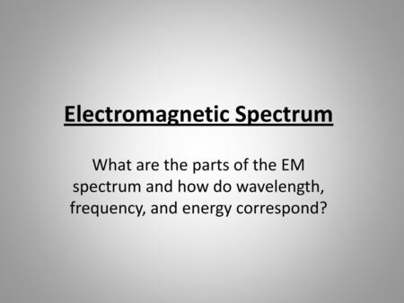 Electromagnetic Spectrum