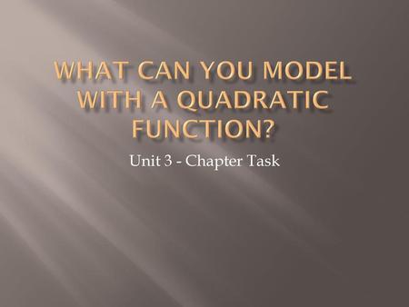 What can you model with a Quadratic Function?