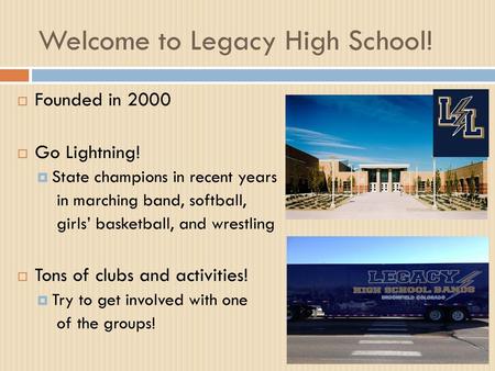 Welcome to Legacy High School!