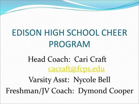 EDISON HIGH SCHOOL CHEER PROGRAM