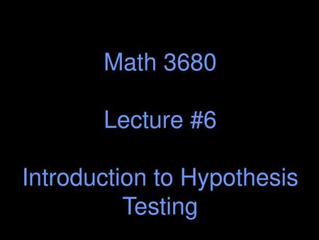 Introduction to Hypothesis