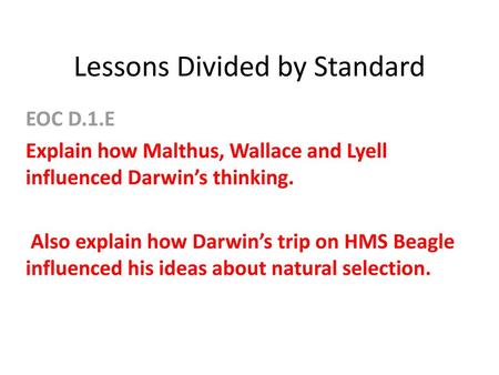 Lessons Divided by Standard