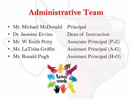 Administrative Team Mr. Michael McDonald Principal