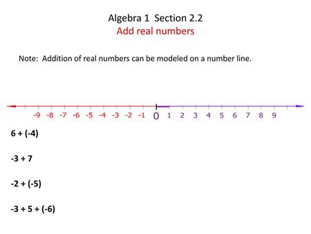 Algebra 1 Section 2.2 Add real numbers