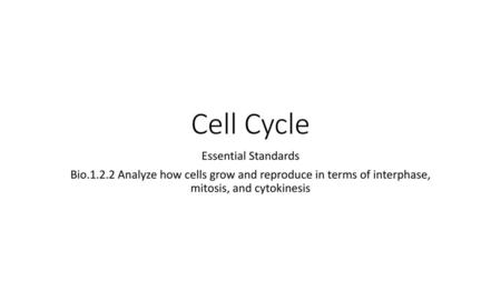 Cell Cycle Essential Standards