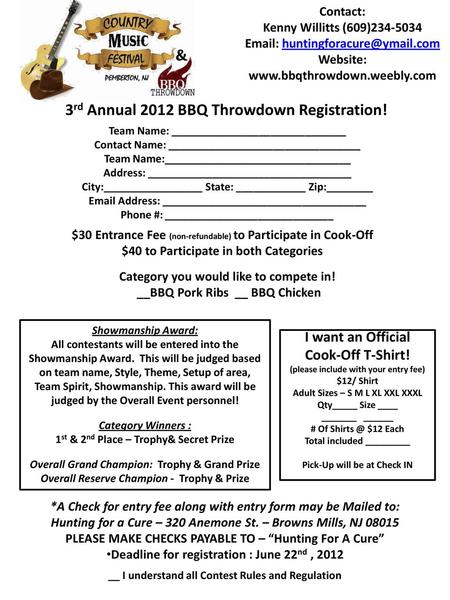 3rd Annual 2012 BBQ Throwdown Registration!