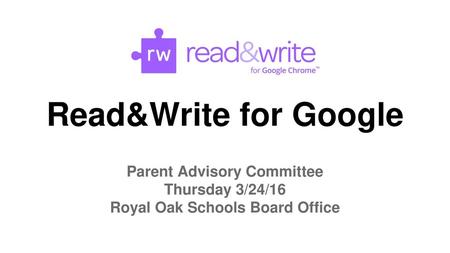 Parent Advisory Committee Royal Oak Schools Board Office