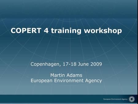 COPERT 4 training workshop