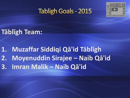 Tāblīgh Team: Muzaffar Siddiqi Qā'id Tāblīgh