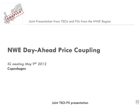 NWE Day-Ahead Price Coupling