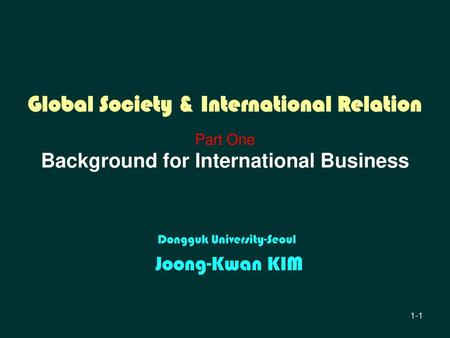 Global Society & International Relation