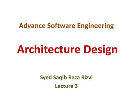 Advance Software Engineering