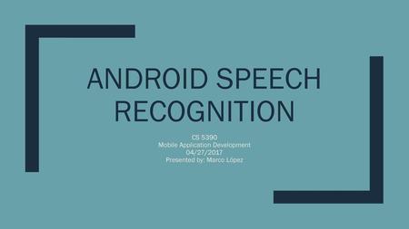 Android Speech Recognition