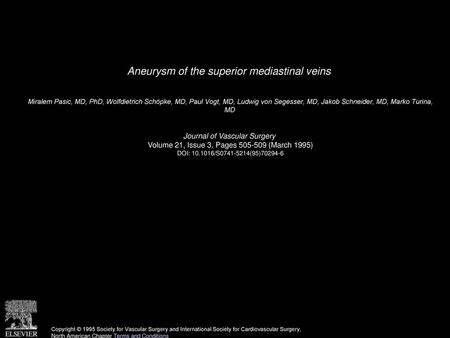 Aneurysm of the superior mediastinal veins