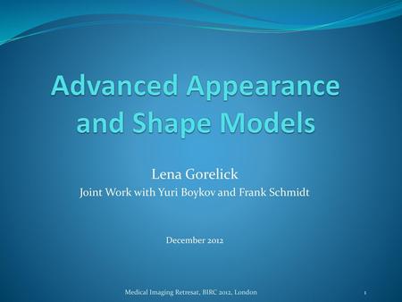 Advanced Appearance and Shape Models