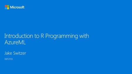 Introduction to R Programming with AzureML