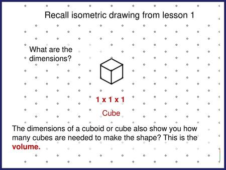 Recall isometric drawing from lesson 1