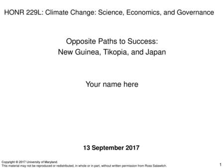 HONR 229L: Climate Change: Science, Economics, and Governance