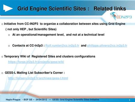 Grid Engine Scientific Sites : Related links