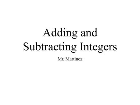 Adding and Subtracting Integers