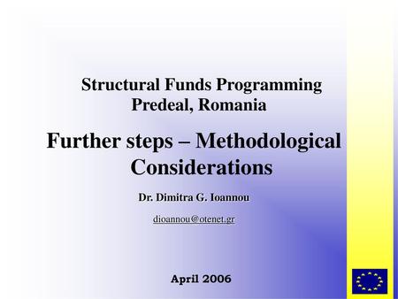 Structural Funds Programming Predeal, Romania