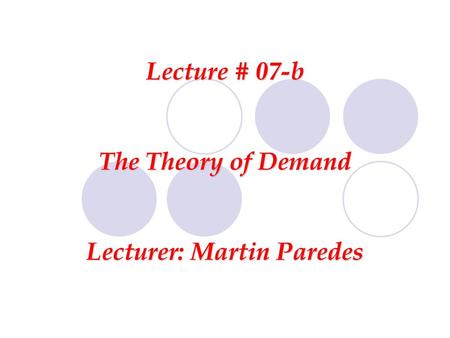 Lecturer: Martin Paredes