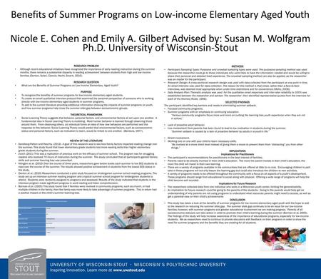 Benefits of Summer Programs on Low-income Elementary Aged Youth