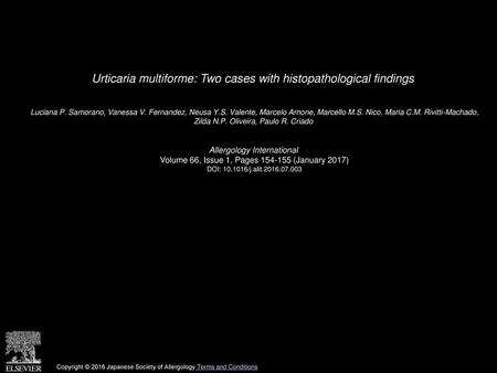 Urticaria multiforme: Two cases with histopathological findings