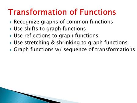 Transformation of Functions