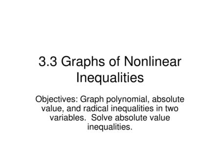 3.3 Graphs of Nonlinear Inequalities