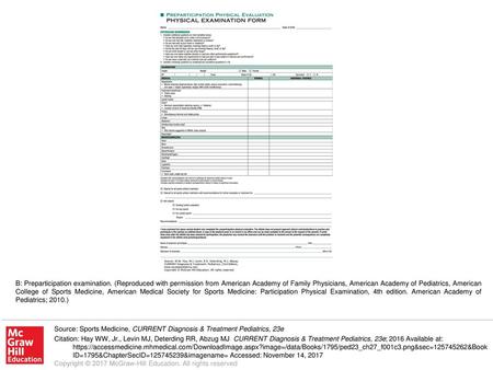 B: Preparticipation examination