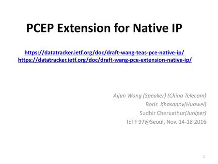 PCEP Extension for Native IP https://datatracker. ietf