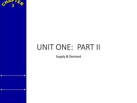 UNIT ONE: PART II Supply & Demand.