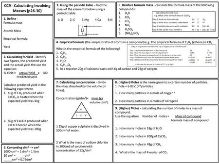 CC9 - Calculating Involving Masses (p26-30)