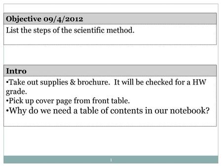 Why do we need a table of contents in our notebook?