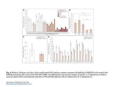 Fig. 4. Relative luciferase activities of the wnt/β-catenin/Tcf pathway reporter constructs 8xTopFlash in HEK293 cells treated with DMEM containing 20%