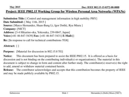 <month year> <doc.: IEEE doc> May 2015