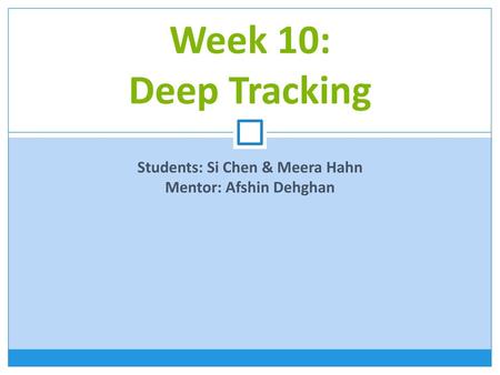 Mentor: Afshin Dehghan