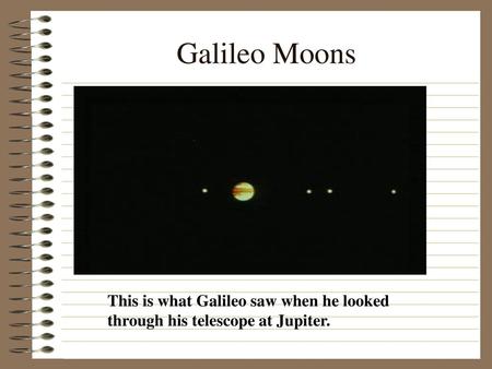 Galileo Moons This is what Galileo saw when he looked through his telescope at Jupiter.