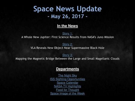 Space News Update - May 26, In the News Departments Story 1: